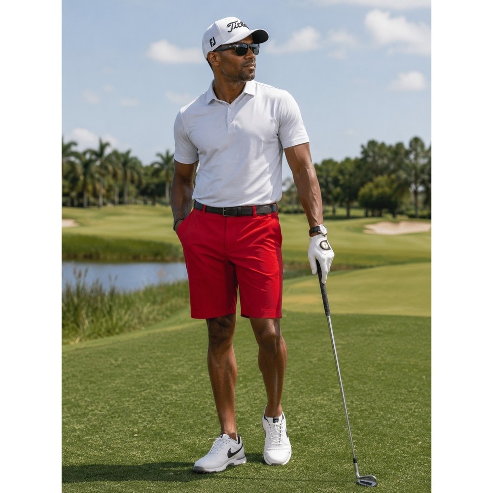 Redvanly's Hanover Pull-On Golf Pickleball Shorts Rio Red Medium